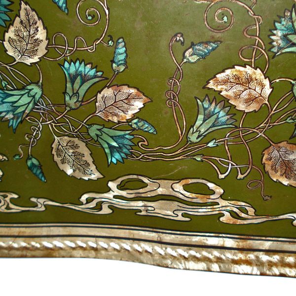 Antique Art Nouveau Tin Lithograph Stove Board Cover 25 Inches #5