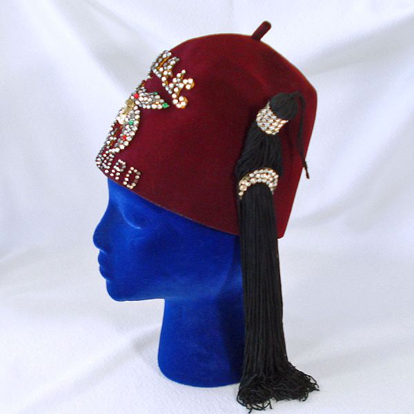 Shriners 1930s Syrian Steward Fez Hat Pittsburgh Ornate Rhinestone Decoration #2