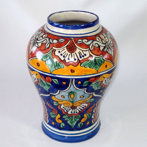 Mexican Talavera Style Pottery Vase 11 Inches #4