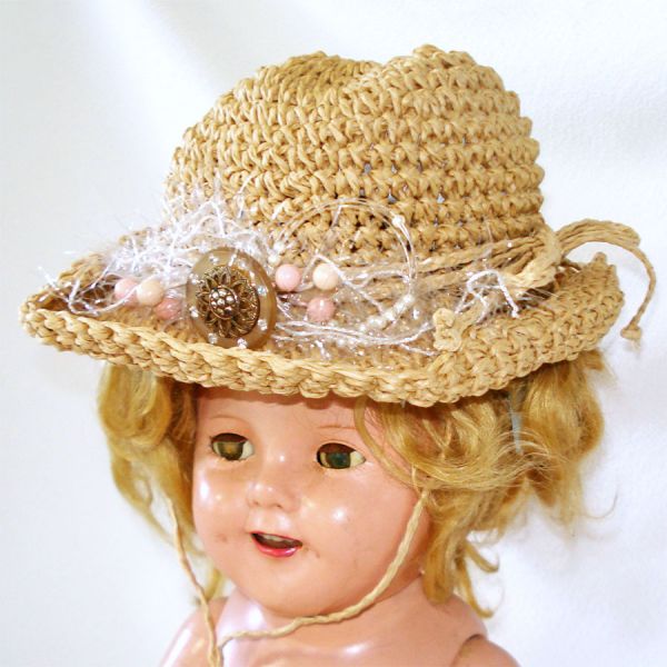 Casual Raffia Straw Doll Hat Rolled Floppy Rim Feminine Brim Decoration
