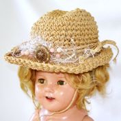 Casual Raffia Straw Doll Hat Rolled Floppy Rim Feminine Brim Decoration