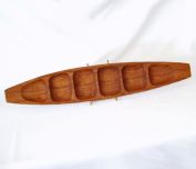 Tiki Era Teak Wood Surfboard Shape 6 Section Serving Tray