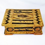 Folk Art Straw Marquetry Inlaid Wood Box To My Mother