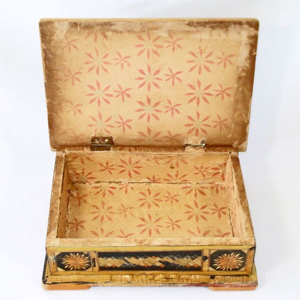 Folk Art Straw Marquetry Inlaid Wood Box To My Mother #4