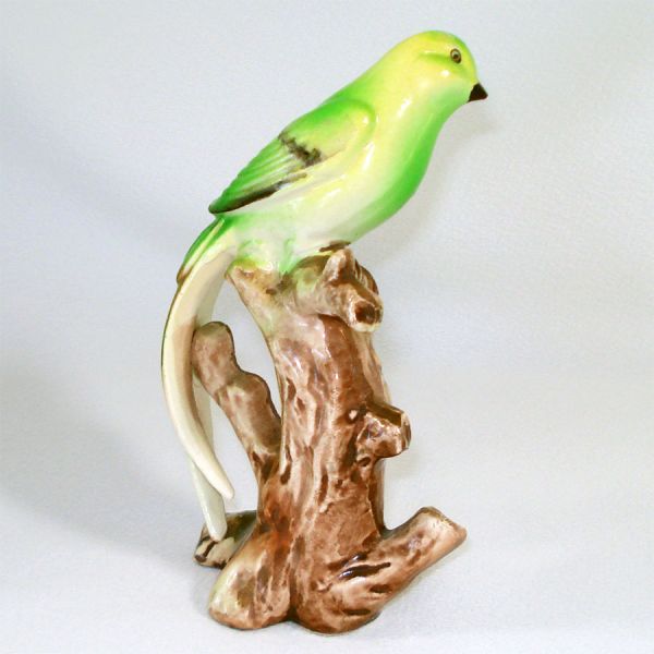 Parakeet Bird on Driftwood Tree Realistic Ucagco Japan Figuine #2
