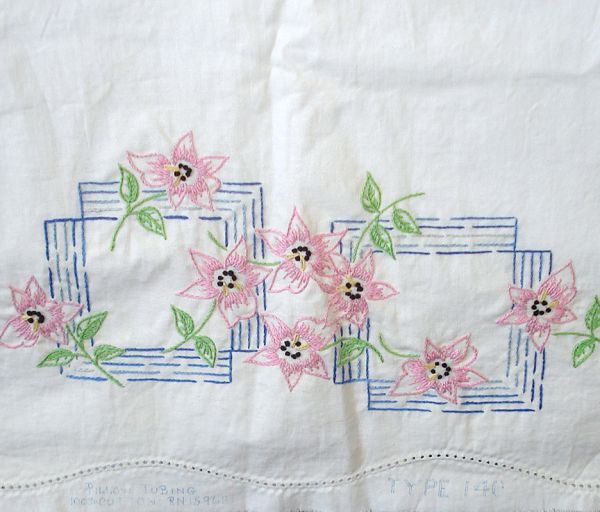 Floral Embroidered Pillowcases Tubing to Finish #2