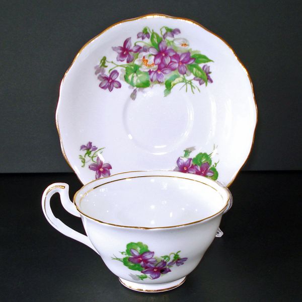 Violets English Bone China Teacup and Saucer Set #2