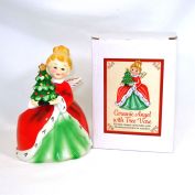 Christmas Angel With Tree Planter Vase Original Box