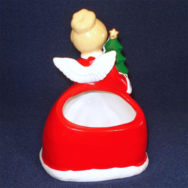 Christmas Angel With Tree Planter Vase Original Box #3