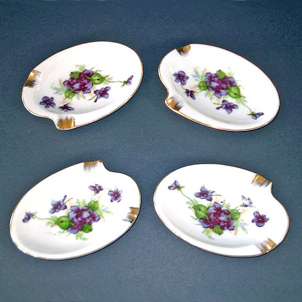 Violets 1950s Set 4 Stacking Personal Ashtrays