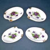 Violets 1950s Set 4 Stacking Personal Ashtrays