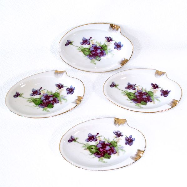 Violets 1950s Set 4 Stacking Personal Ashtrays #3