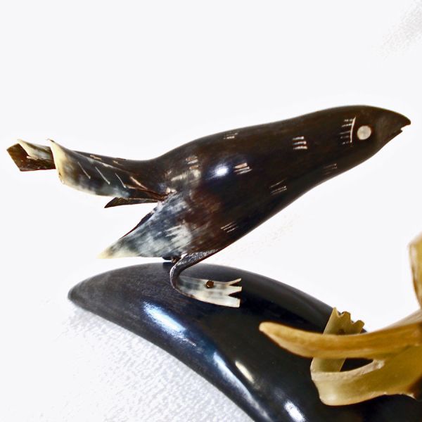Vietnam Carved Water Buffalo Horn Birds Sculpture #3