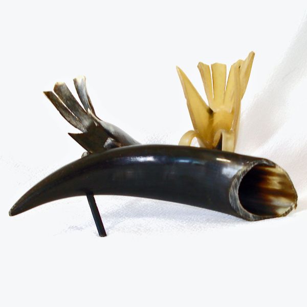 Vietnam Carved Water Buffalo Horn Birds Sculpture #4