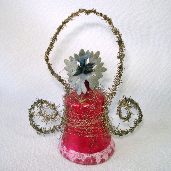 Antique Wire Wrap Glass Bell Christmas Ornament