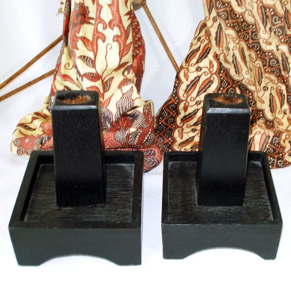 Pair Wayang Golek Indonesian Folk Art Carved Wood Puppets With Stands #4