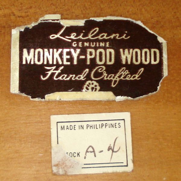 Mid Century Monkey Pod 3 Wooden Trays, Plates #7