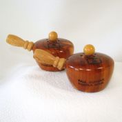 Wooden Pots Salt Shakers Souvenir Paul Bunyan Minnesota