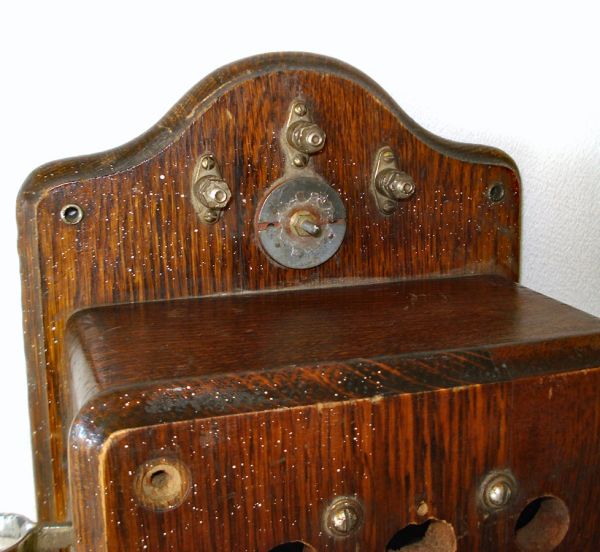 25 Inch Antique 1902 Oak Wood Wall Telephone Cabinet #2