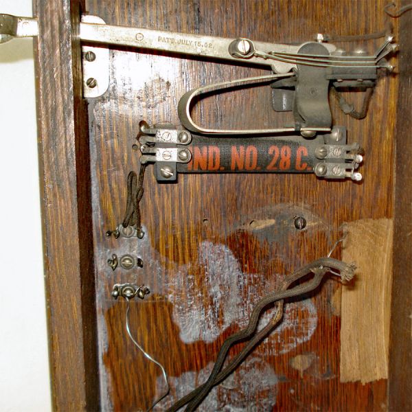 25 Inch Antique 1902 Oak Wood Wall Telephone Cabinet #6
