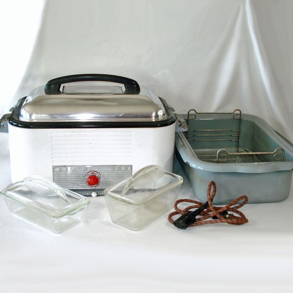 1950s Westinghouse Electric Roaster Oven With Glass Baking Dishes #2