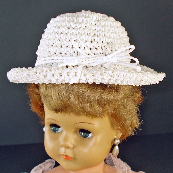 Crocheted Off White Vintage Doll Sun Hat