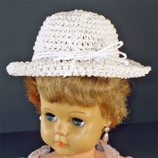 Crocheted Off White Vintage Doll Sun Hat