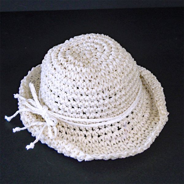 Crocheted Off White Vintage Doll Sun Hat #2